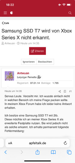 Samsung SSD T7 wird von Xbox Series X nicht erkannt.  Apfeltalk.jpeg