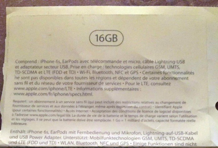 iPhone 6s 16 GB Gerücht
