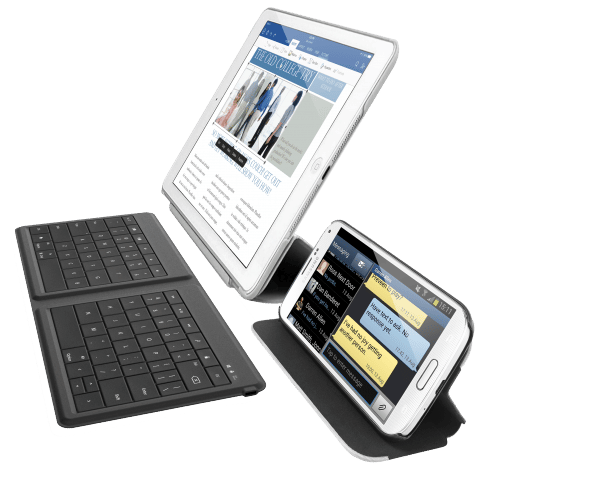 Das Universal Foldable Keyboard kann mit zwei Geräten gleichzeitig gekoppelt werden.