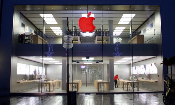 Apple Stores: Apple-Logos erstrahlen am heutigen Welt-Aids-Tag in Rot