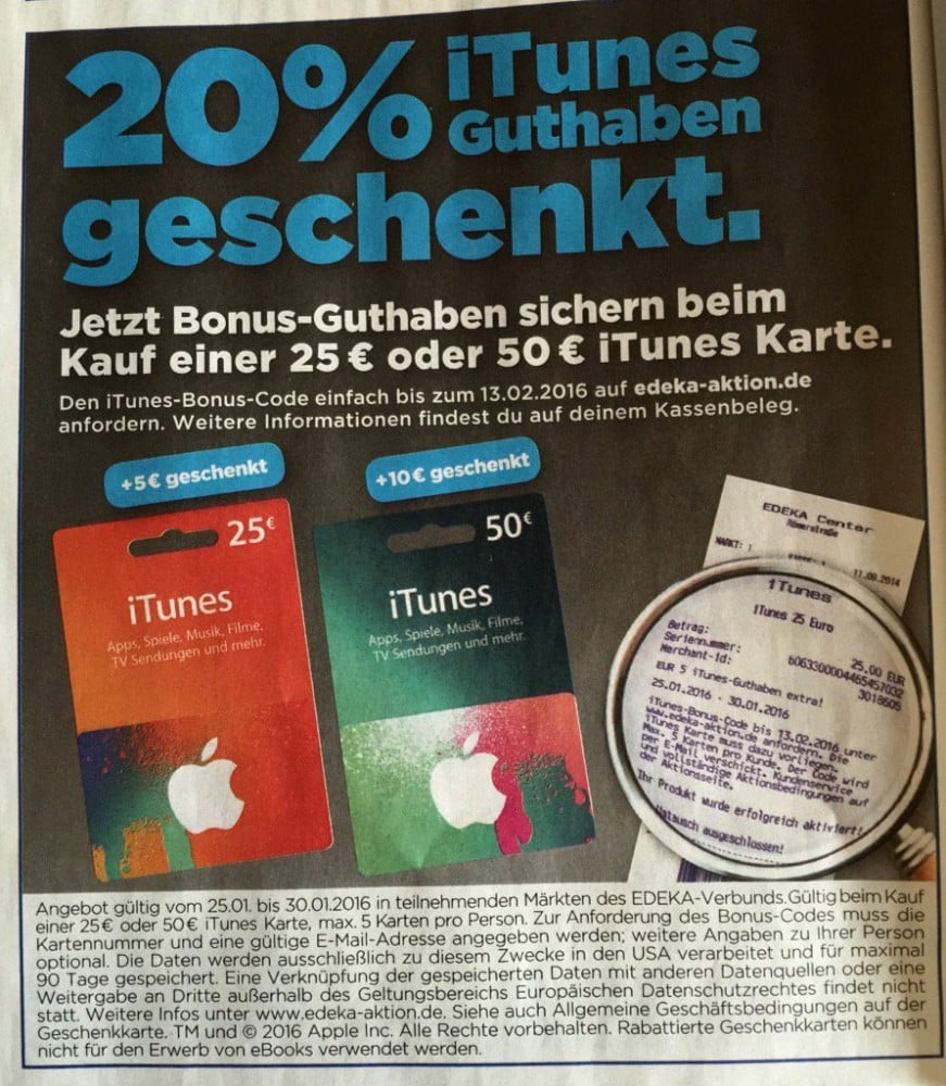 Kaufland: 10 Prozent Coupon beim Kauf von Apple Geschenkkarten