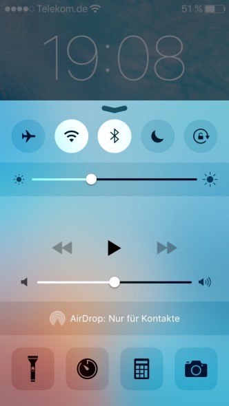 iOS 9.3 Beta 1 ohne Kontrollcenter-Button für Nachtmodus.