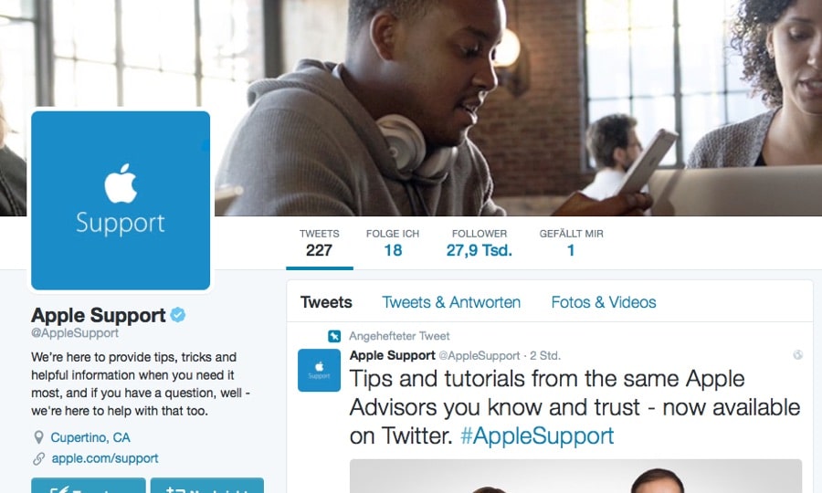Apple startet Support-Account auf Twitter