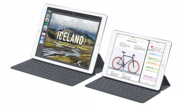 Das große und kleine iPad Pro mit Tastaturen im Vergleich.