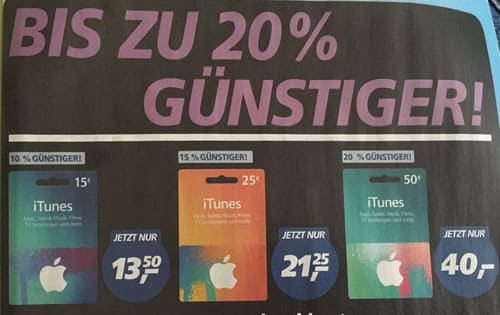 iTunes-Karten Rabatt Real