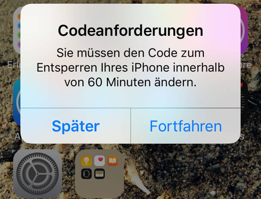 „Code innerhalb von 60 Minuten ändern“ vermutlich Safari-Bug
