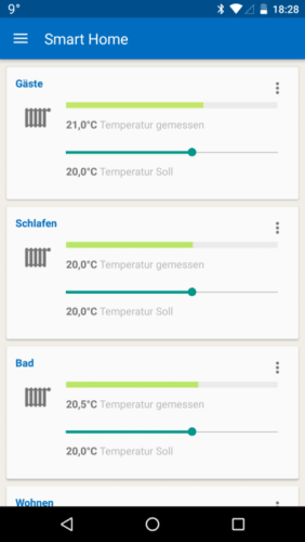 Vom Android-Smartphone aus lässt sich die Temperatur einstellen. Für iOS ist ein Update in Arbeit.