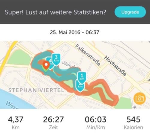 Meine Laufstrecke mit Runkeeper getrackt.