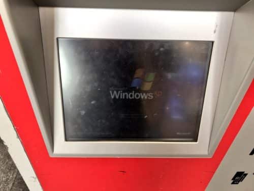 Windows XP auf einem Fahrkartenautomaten der Deutschen Bahn.