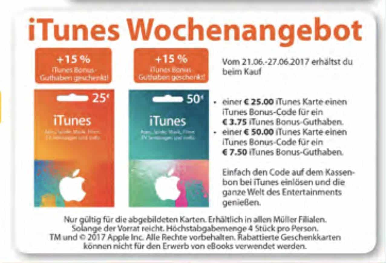 iTunes-Karten bei Müller 