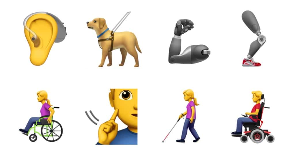 Emojis Menschen mit Behinderungen Bedienungshilfen
