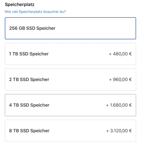 Mac Pro SSD Speicher