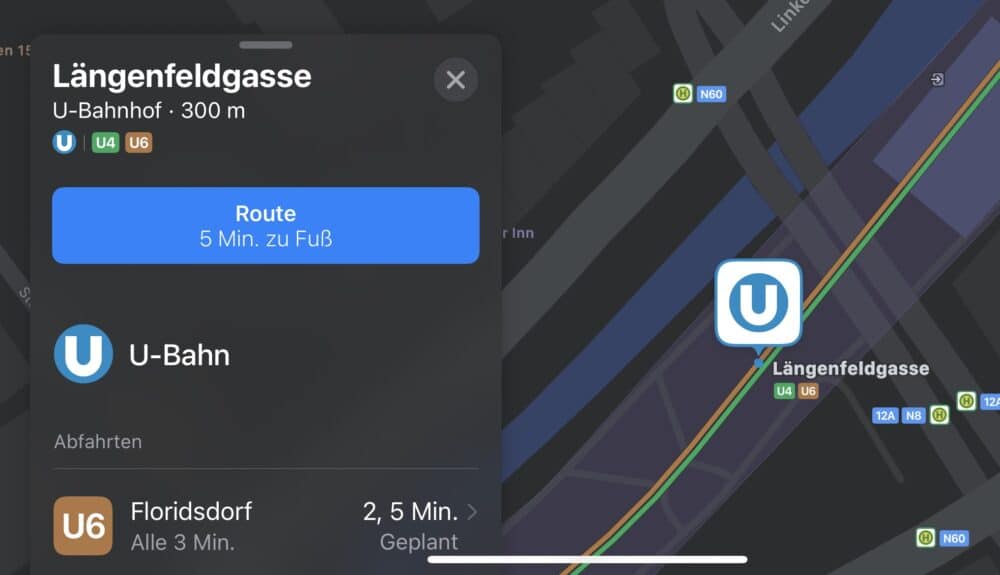 Apple Maps: Wien jetzt mit ÖPNV-Navigation