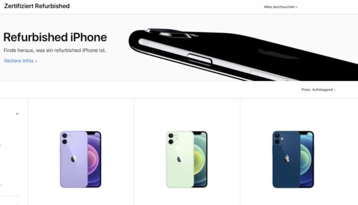 Apple bietet in seinem Refurbished Store erstmals auch iPhones an. Bisher konnten zertifiziert aufgearbeitete Geräte nur bei Drittanbietern gekauft werden. Stiftung Warentest Wiederaufbereitete Hardware