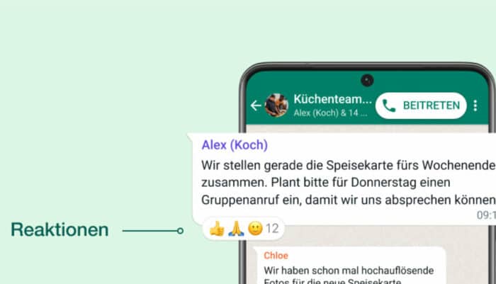 mit Emojis auf Nachrichten reagieren