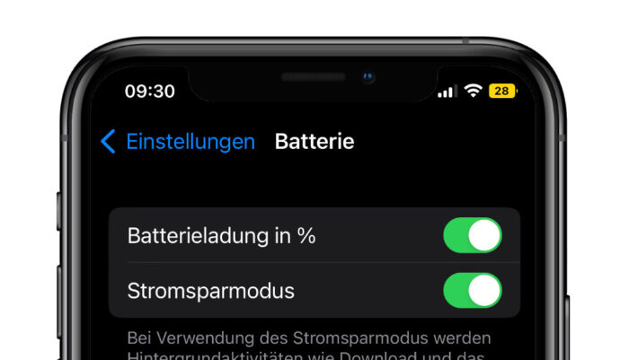 Batterieanzeige in iOS 16 Beta 6