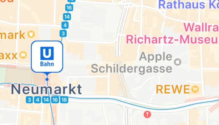 Apple Karten ÖPNV Köln