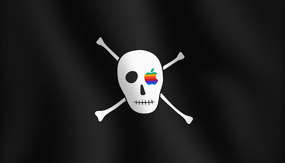 Apples Piratenflagge – eine lustige Geschichte und ein Bildschirmhintergrund