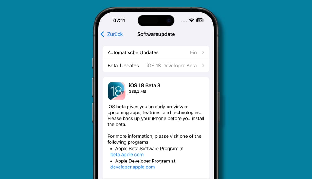 iOS 18 Beta 8 Jetzt Verfügbar Vor Der Veröffentlichung Nächsten Monat