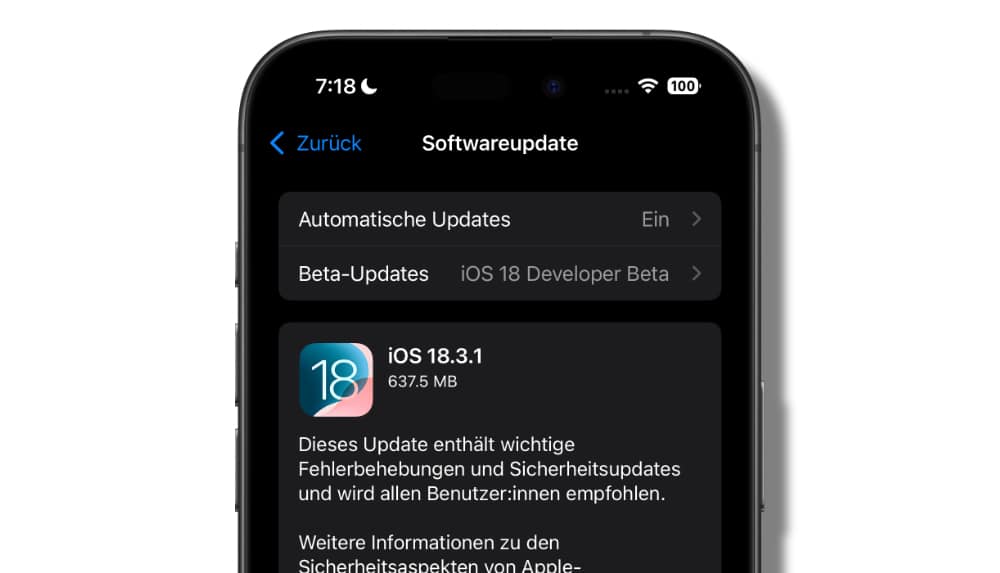 Apple veröffentlicht iOS 18.3.1