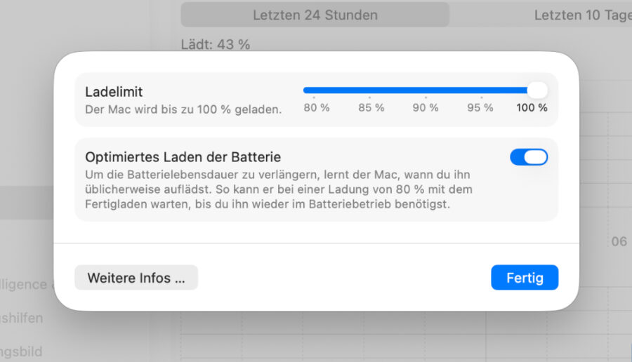 macOS Tahoe Ladebegrenzung